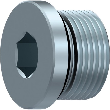 Dop blocare cu imbus, filet Tata BSP 3/8 tol etansare plana, otel carbon