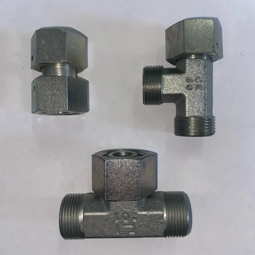 Niplu hidraulic si teuri hidraulice cu filete exterioare si cu olandez